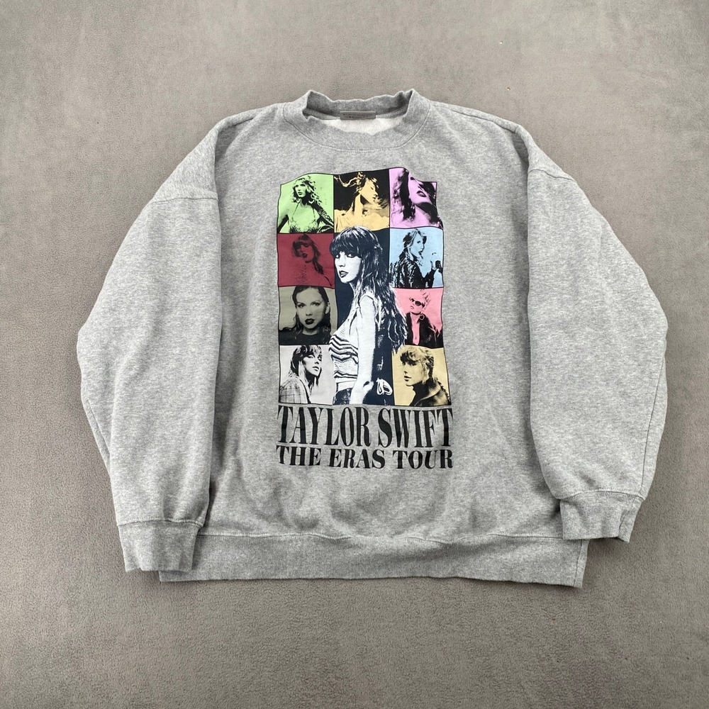 Taylor Swift The Eras Tour Heather Gray Graphic Sweatshirt XL Concert Merch